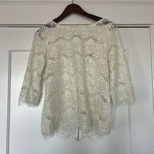 Zara TRF Art Deco Lace Zipper Back Blouse